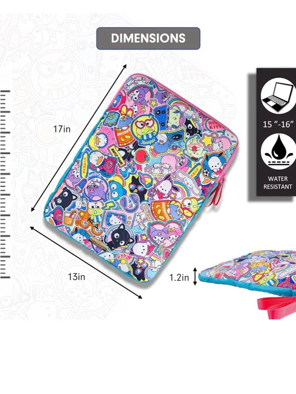Sanrio Pink Teal Multicolor Character Print Bedding Pouch